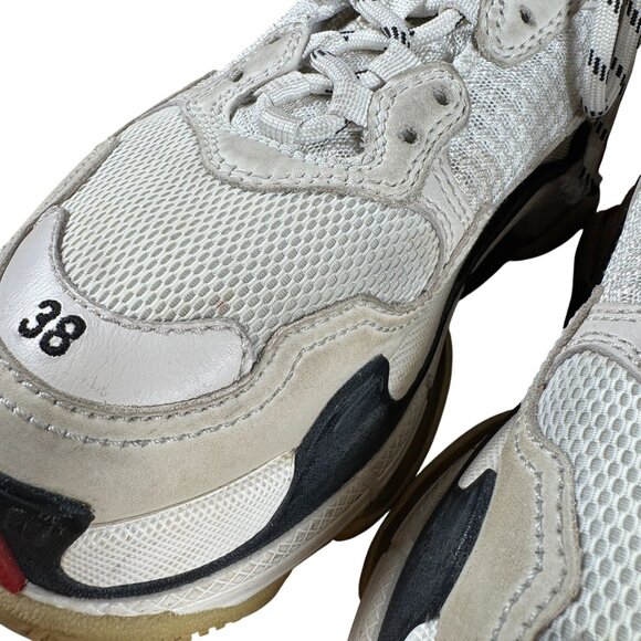 BALENCIAGA Triple S Distressed Chunky Low Top Sneakers Women's Size 38 - Picture 4 of 9